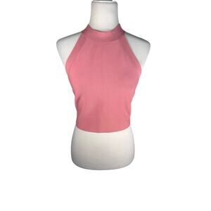 BCBGMaxazria Pink Halter Crop Top Sweetheart Neck Sleeveless Size S